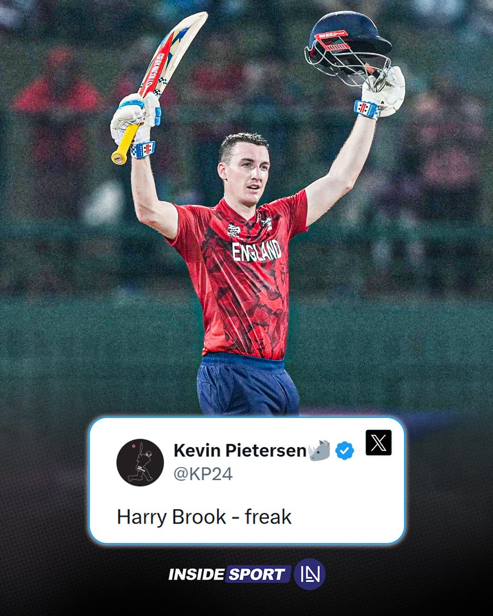 InsideSportIND's tweet image. Kevin Pietersen applauds the outstanding century by Harry Brook against Pakistan in the T20 World Cup 2026 💯👏

#HarryBrook #T20WorldCup #ENGvPAK #CricketTwitter
