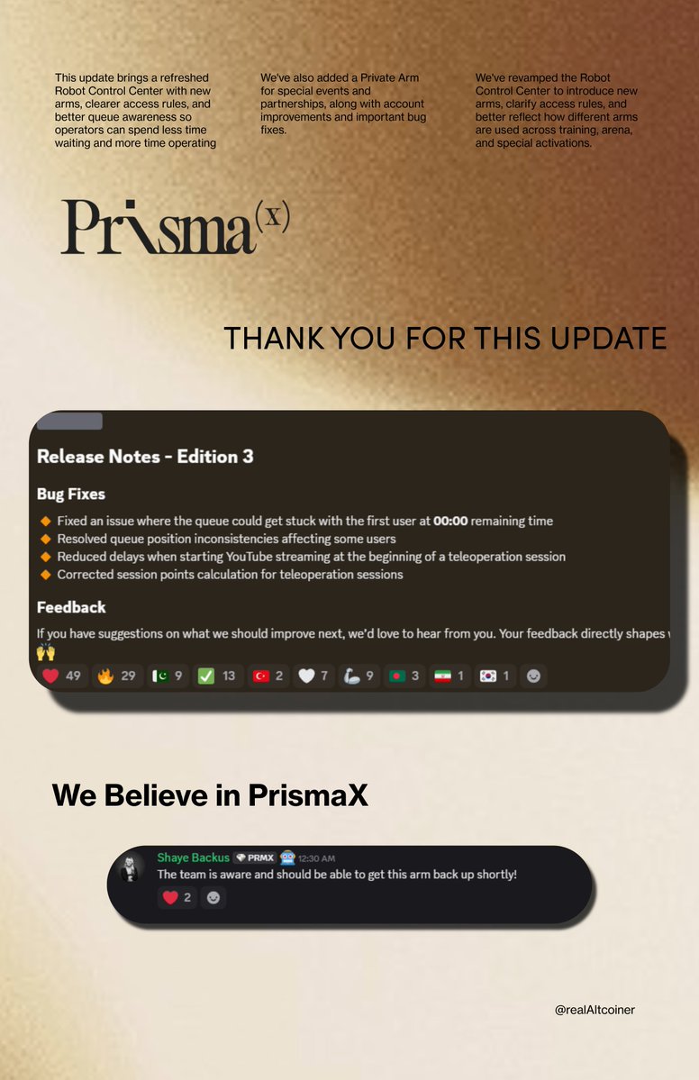 We Believe In PrismaX

I’d like to sincerely thank each and every one of you for your valuable feedback, constant support, and proactive involvement. Your voices truly drive our progress.

We’re excited to share that the core team has rolled out several updates, 

🔶New Features