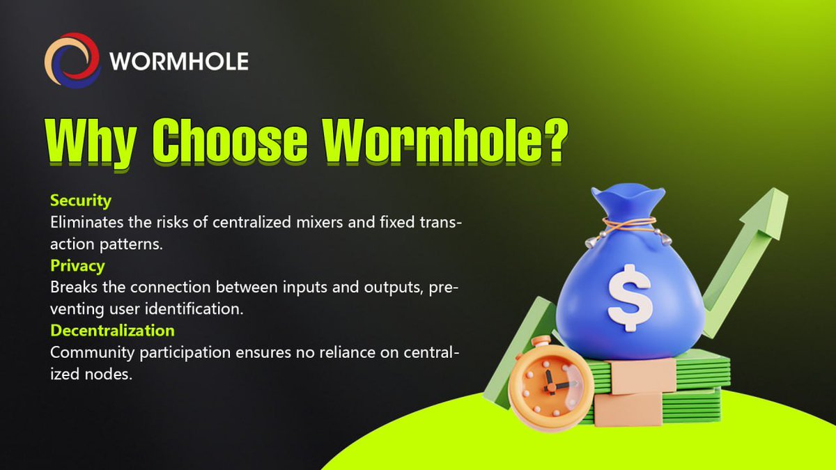 Security. Privacy. Decentralization. That’s Wormhole. 👇

☀️ Break the link between inputs and outputs while avoiding the risks of centralized mixers—powered by a community-run network. Build and transact with confidence.

 #Wormhole #Web3