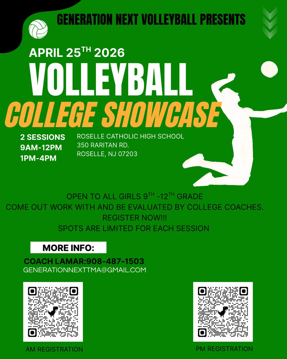 GENNEXTTMA's tweet photo. Registration now open!!!!! Spots are limited.  #girlsvolleyball #getrecruited #volleyballshowcase #gennexttma https://t.co/7eX12euf7d