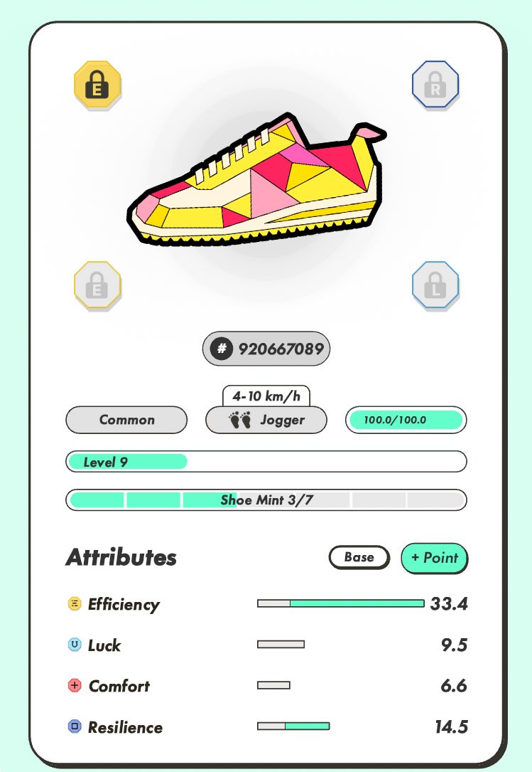 🎁【STEPNの靴NFTプレゼントします】

👟【靴ステータス】
Common / Jogger（4–10km/h）
Lv9
Efficiency 33.4
Resilience 14.5
Mint 3/7
HP100/100
見た目:kawaii

初心者向けで普通に使える靴です。

応募資格:特になし

・STEPNやったことない人
・久しぶりにまた歩こうかなって人