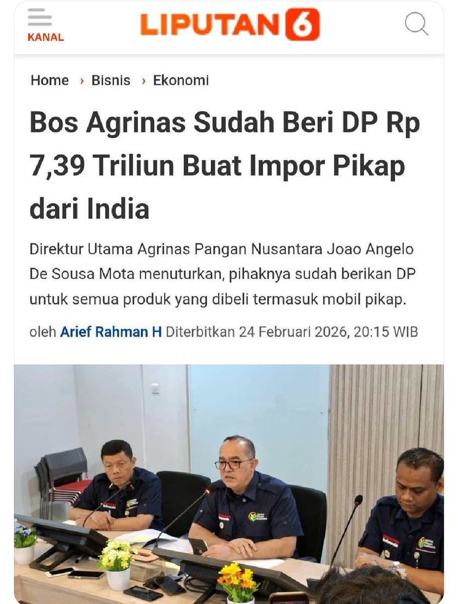Trnyata sdh DP dan mobil telah tiba di Indonesia. Bastard! Diam2 impor mobil. DPR dan Kadin tdk tahu. Anehnya lg Dasco minta ditunda beli, kocak! Padahal Agrinas brtanggungjwab langsung sama Presiden, gak mungkin gak tahu dan tanpa disetujui. Negara kok dikelola ugal2ugalan.