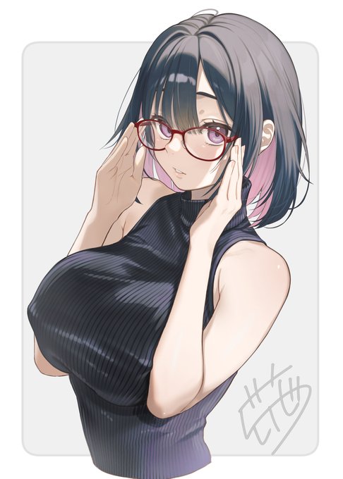 デカパイ縦ニットめがねっ娘さん 