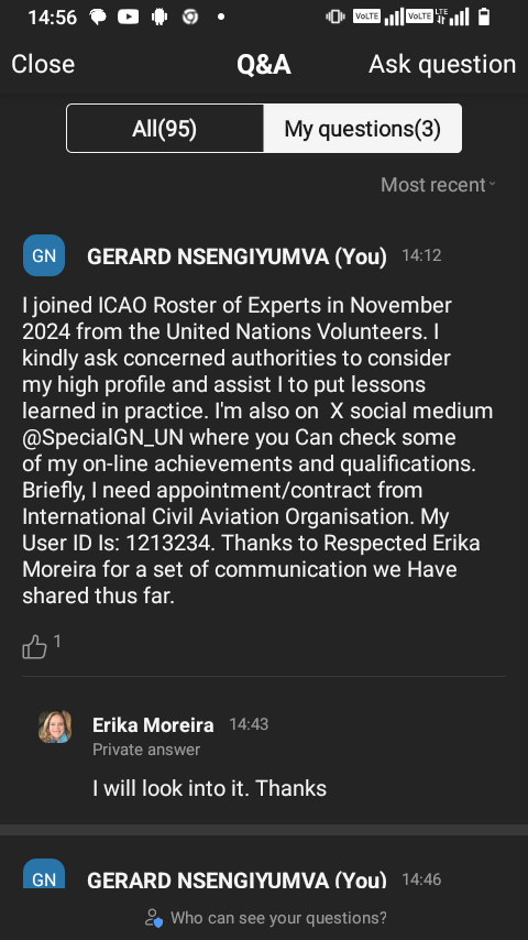 SpecialGN_UN's tweet image. 🇺🇳Your Excellency @JCS_ICAO,

Greetings from Rwanda-Africa!

Please consider this reply advocating to Be Candidate for this duty. I ask you to check and consider my Profile in the @icao Roster of Experts and give I priority in line with Convention on Migrant Workers.
Thanks.

@UN