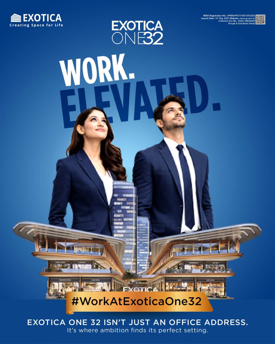 #WorkAtExoticaOne32
Exotica One 32 isn’t just an office address.
It’s where ambition finds its perfect setting — and businesses rise to their true potential.
#ElevatedWorkspaces#NoidaCommercial#OfficeSpaces#BusinessAddress