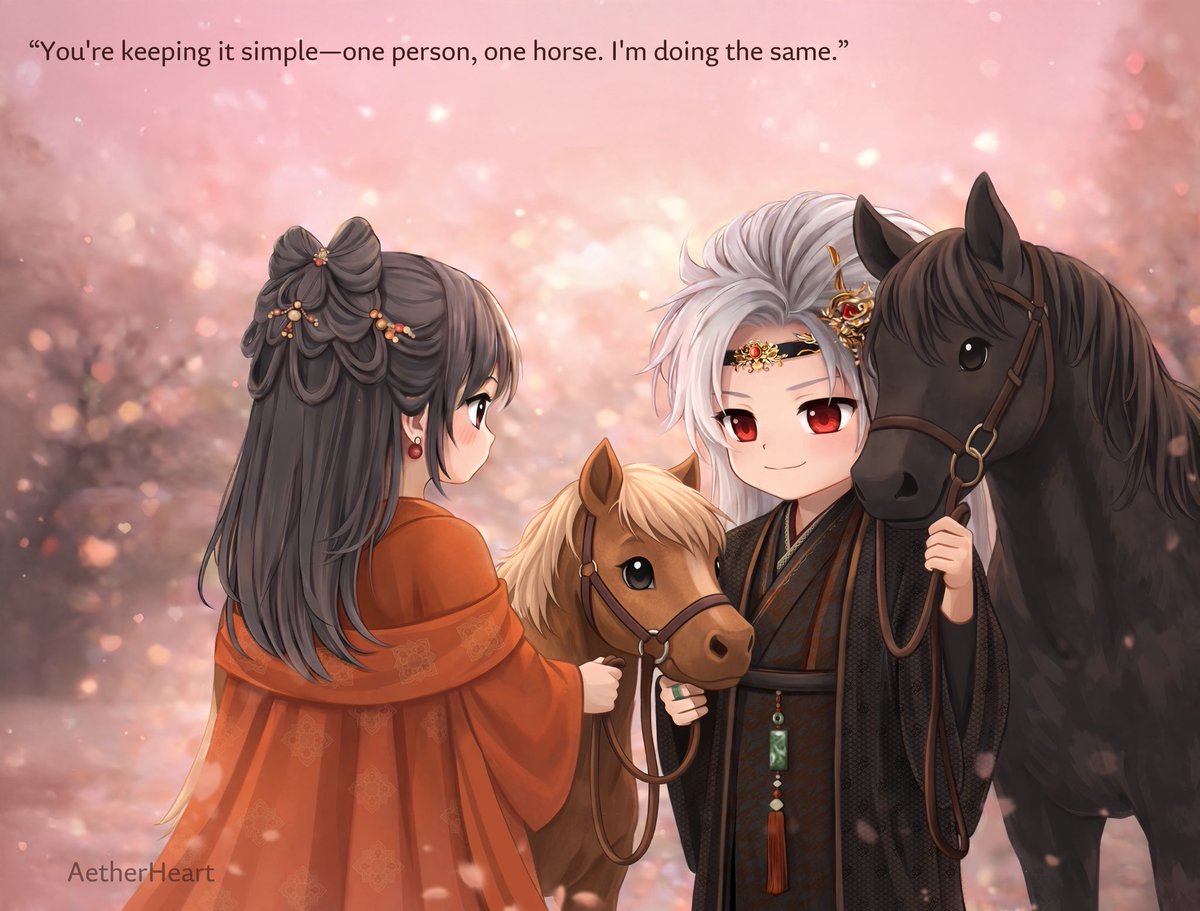 AetherHeart_'s tweet photo. I was genuinely charmed by this adorable scene on the main road outside Xuanyu City😃😃

Sylus:”You're keeping it simple—one person, one horse. I'm doing the same.”

#Sylus #LoveandDeepspace https://t.co/t0Zgju0iSL