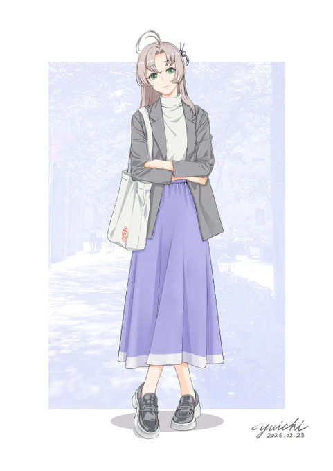 衣笠商店街のポストを見たら描きたくなってしまった 衣笠さん私服モード。 #艦これ