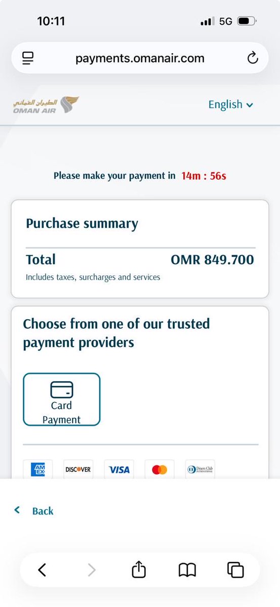 UbiqueGunner's tweet photo. Hey @omanair why are you trying to charge me extra when I come to pay for my flight? Don’t tell me to DM you - I already did yesterday and you ignored me. The App, website and customer service is just so shocking that it seems the only choice is to call you out publicly. https://t.co/8YvSK9ZaG6