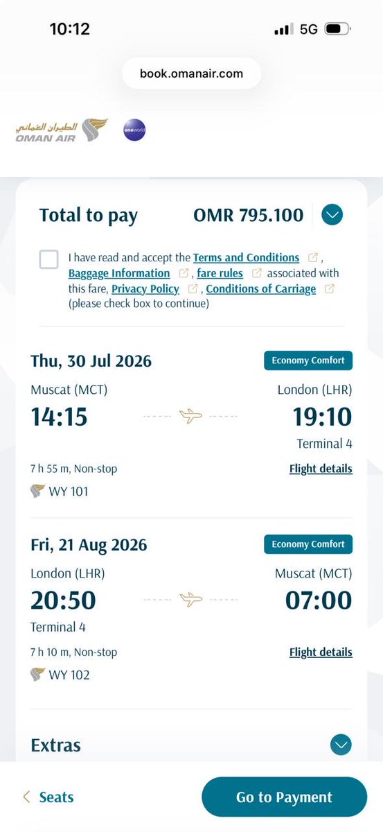 UbiqueGunner's tweet photo. Hey @omanair why are you trying to charge me extra when I come to pay for my flight? Don’t tell me to DM you - I already did yesterday and you ignored me. The App, website and customer service is just so shocking that it seems the only choice is to call you out publicly. https://t.co/8YvSK9ZaG6