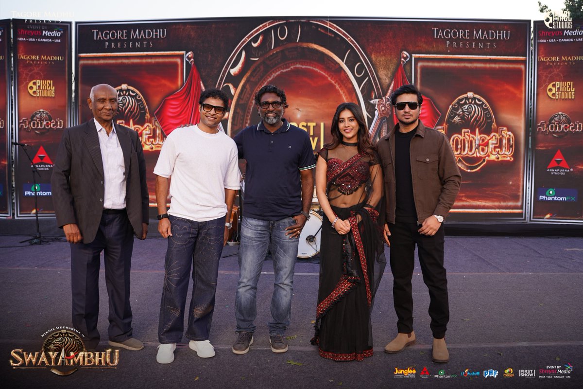 shreyasmedia's tweet photo. Team #Swayambhu engages with students, creating high-energy interactions and unforgettable promotional moments. ❤️🔥
#Swayambhu #Nikhil #Samyuktha #NabhaNatesh #SenthilKumar #RaviBasrur #PixelStudios https://t.co/THIdt64w6p