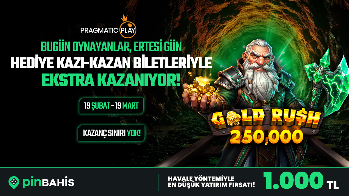 PinOfficialTr's tweet image. 🎫 PİNBAHİS'TE KAZI-KAZAN ETKİNLİĞİ DEVAM EDİYOR! 🎫

🎰 Gold Rush 250.000 oyunundaki bedava kazı kazanların seni bekliyor!

🗓 19 Şubat ile 19 Mart'a kadar 1.000 TL ve üzeri yatırım yapan üyelerimiz etkinliğe katılabilecektir.

🎆 Hemen şimdi yatırım yap t2m.io/smytrm