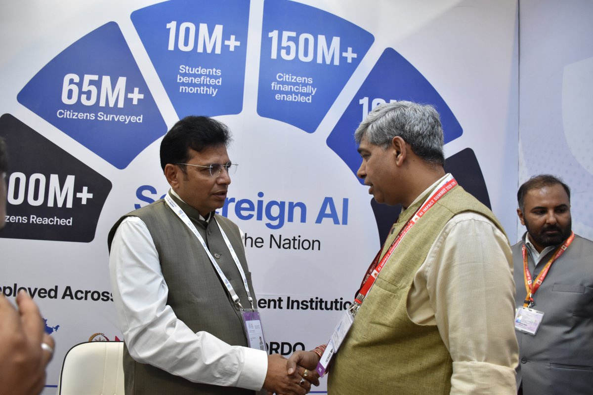 NIELITIndia's tweet photo. On the sidelines of #IndiaAIImpactSummit2026, Dr. M. M. Tripathi, DG, #NIELIT held a fruitful meeting with Shri D. Sridhar Babu, Hon’ble IT Minister, Telangana. The discussions focused on advancing #digitalskilling &amp; capacity-building initiatives to empower the youth of Telangana https://t.co/W8LUdQ4m8O