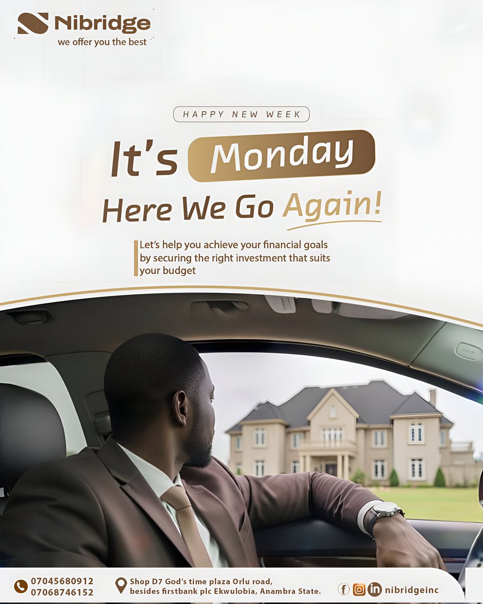 Let's help you achieve your financial goals by securing the right investment that suits your budget.

Happy new week.