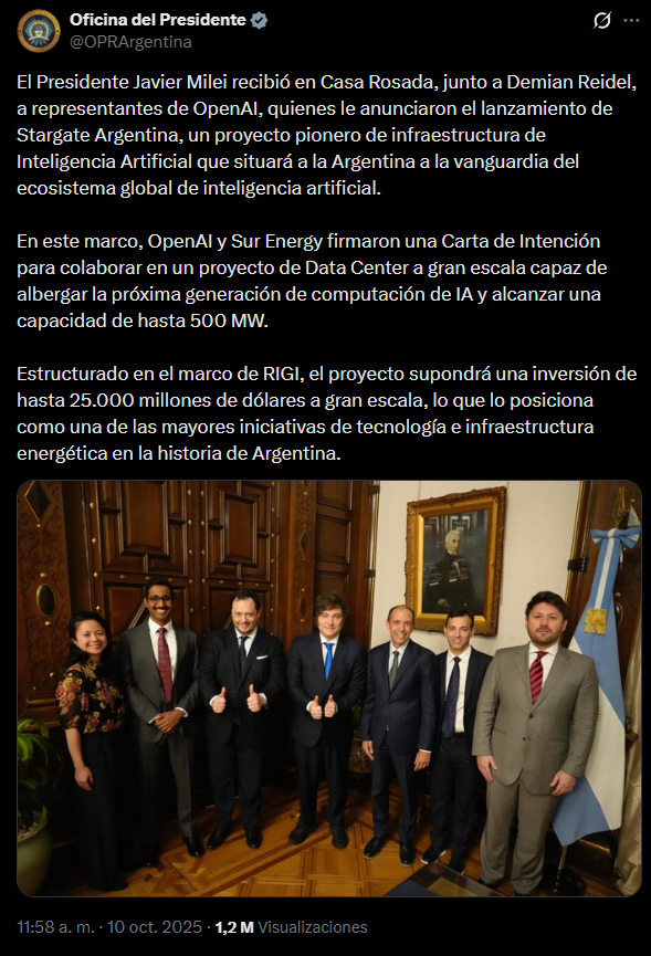 Milei2031's tweet photo. Stargate argentina. Si yo te digo que Reidel no, vos apretá el pomo. Saquen al Reidel del entorno del presidente Milei ASAP, por favor. 🙏🙏🙏 https://t.co/5ftuA6nEWf
