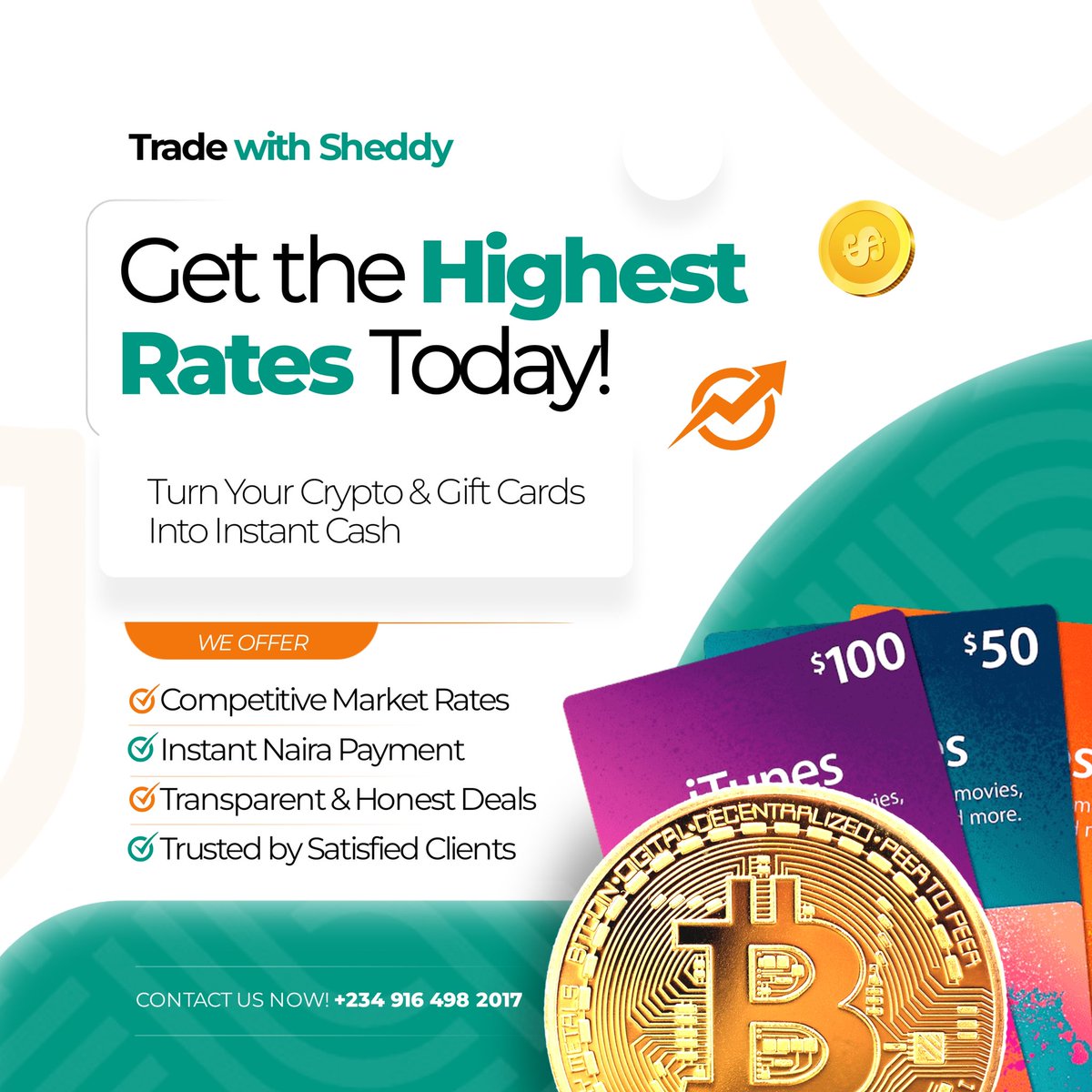 It's a new week X Family. 

I designed a series of social media flyers for a crypto vendor who wanted something unique that clearly showcased his services. The designs met his expectations, and effectively communicated what he offers.

#newweek #CryptoTrading
#flyer