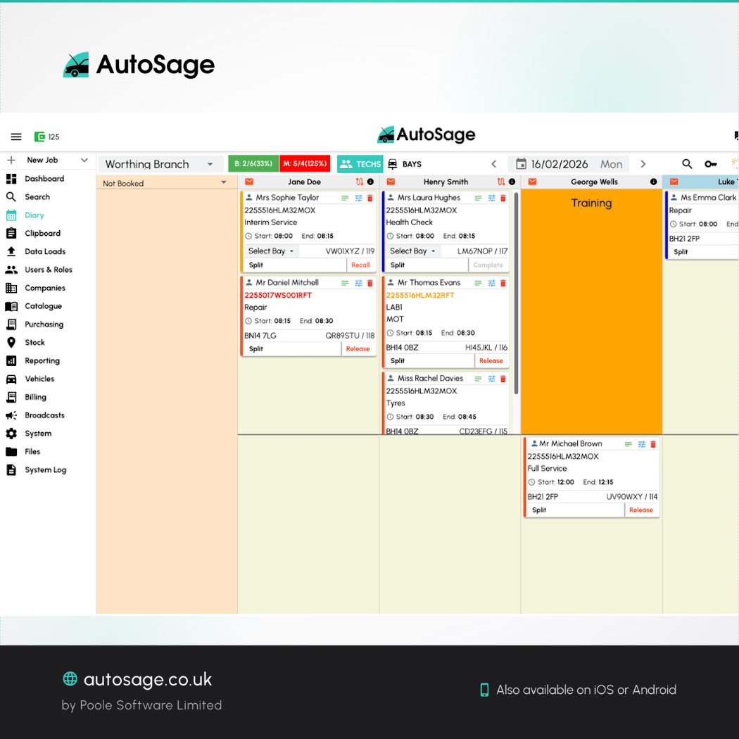 AutoSage.co.uk the new standard in garage management systems.