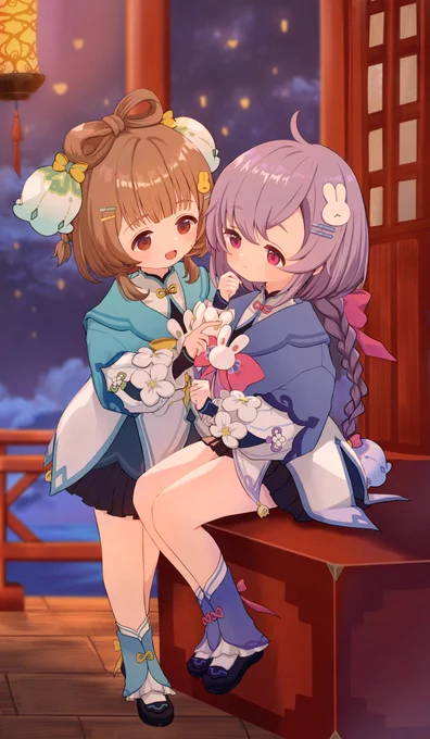 ヨォーヨと七七の海灯祭コーデ(作:白先生) #Yaoyao #Qiqi