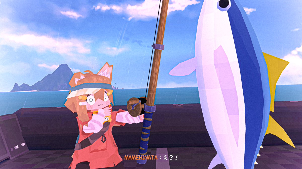 UNICORNfzs's tweet photo. 「N64風釣りゲーム？！」

world：FISHǃ ［Open Beta］

#VRChatPhotography 
#mamehinata https://t.co/d7oA4XkibT