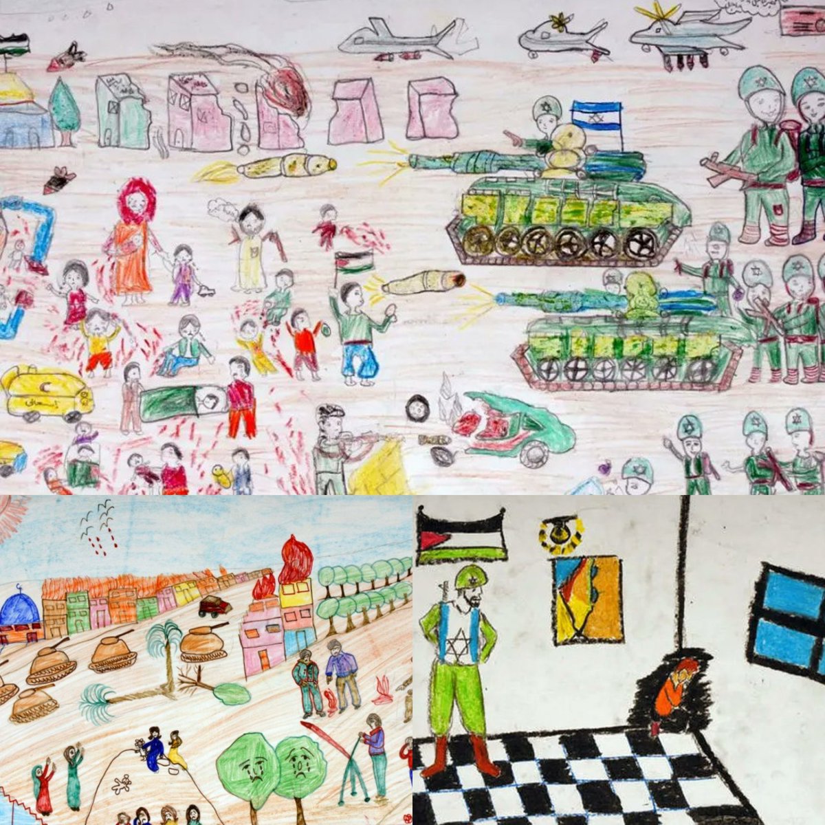 Gazze'deki çocuklar yaşadıklarını çizdi🥺