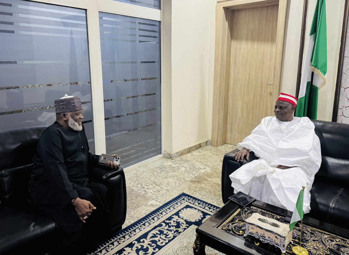 KafinHausaa's tweet photo. Kano State APC 2023 Gubernatorial Candidate is just an inch away from decamping to Kwankwasiya in seeking for political relevance.

This is HE Sen. Rabi'u Musa Kwankwaso together with HE Dr. Nasiru Yusuf Gawuna at Mallam Aminu Kano International Airport.

Monday, 23 February, 2026