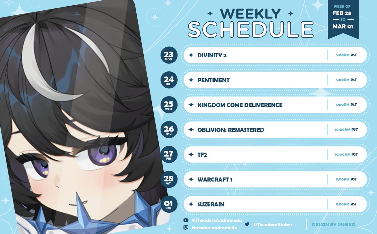 TheodoreVtuber's tweet photo. Week 9 of 2026 #spacewizard #vtuber #femboy
Youtube: https://t.co/Ct5T7LLz0Z
Twitch: https://t.co/XId7FMwuhL
Carrd: https://t.co/Y3sITpsYld
Podcast: https://t.co/bhh2T3YYJe
Writing: https://t.co/02jxO9yM1A
Discord: https://t.co/36aAE0Ia6D https://t.co/q7j4dgVHhM