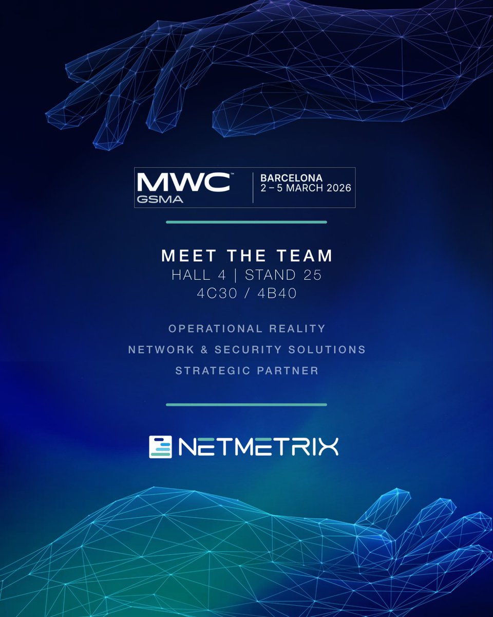 Netmetrix_SP's tweet photo. 🇪🇸Para nosotros, el #MWC26 es más que un evento: es una oportunidad para dar la bienvenida al sector a nuestra casa:
@Netmetrix_SP se enorgullece de representar al ecosistema local.
𝐏𝐚𝐛𝐞𝐥𝐥𝐨𝐧 𝐝𝐞 𝐄𝐬𝐩𝐚𝐧𝐚 𝐒𝐓𝐀𝐍𝐃 25 - 4𝐂30 / 4𝐁40
#Netmetrix #SpanishPavilion https://t.co/OMC40VHHxV