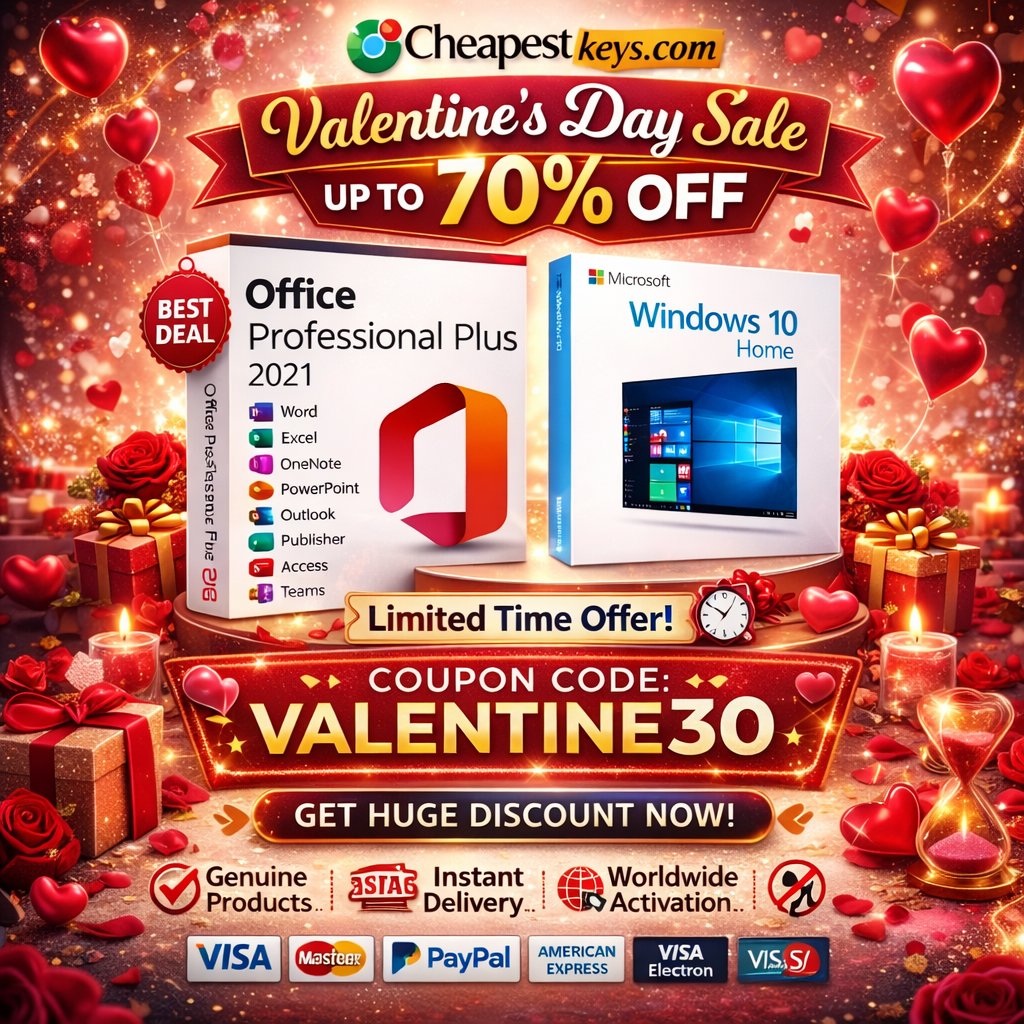Himelahmed92871's tweet image. ❤️ Up to 70% OFF this Valentine’s Day! 💻🔥
Grab genuine Microsoft keys now!
🎟 Code: VALENTINE30
⚡ Instant Delivery
🌍 Worldwide Activation

Shop Now 👉 cheapestkeys.com
#ValentinesSale #Microsoft #Windows10 #Office2021 #TechDiscount #SoftwareDeals