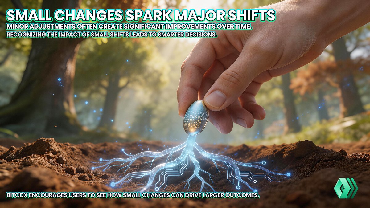 BITCDX_Global's tweet image. 🚨 Small adjustments can spark major transformation ✨.
🔍 Gradual shifts often lead to meaningful outcomes 🚀.
🌱 Bitcdx values incremental progress for lasting growth 📊.

#Bitcdx #IncrementalGrowth #SmallChangesBigImpact #ContinuousImprovement