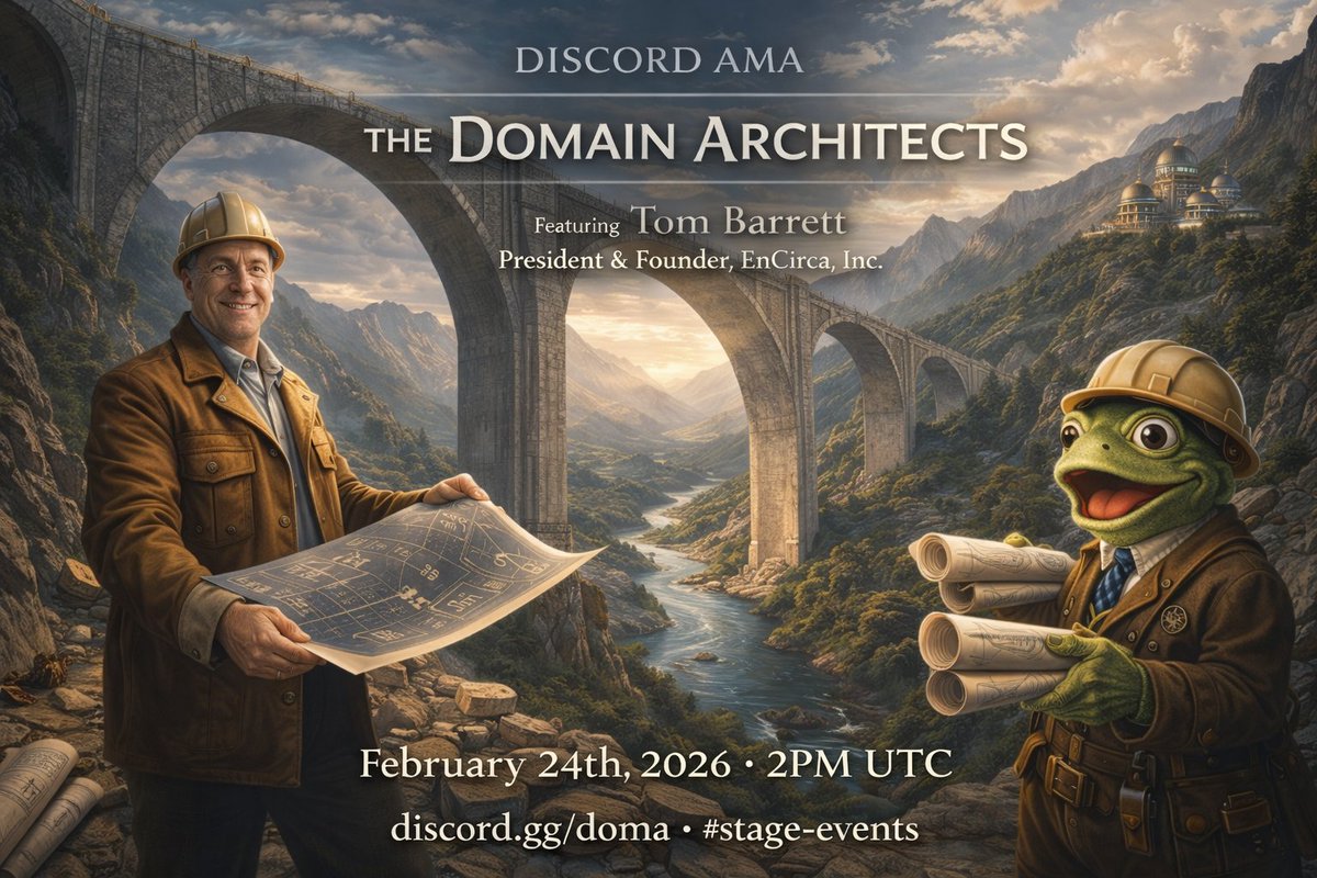 D3inc's tweet image. AMA 🎙️ Tom Barrett × @SDMikeCM 

Tomorrow we’re hosting Tom Barrett, President &amp;amp; Founder of @EnCirca, Infrastructure meets DomainFi 👇

📅 Feb 24 | 2PM UTC
📍 discord.gg/doma → #stage-events