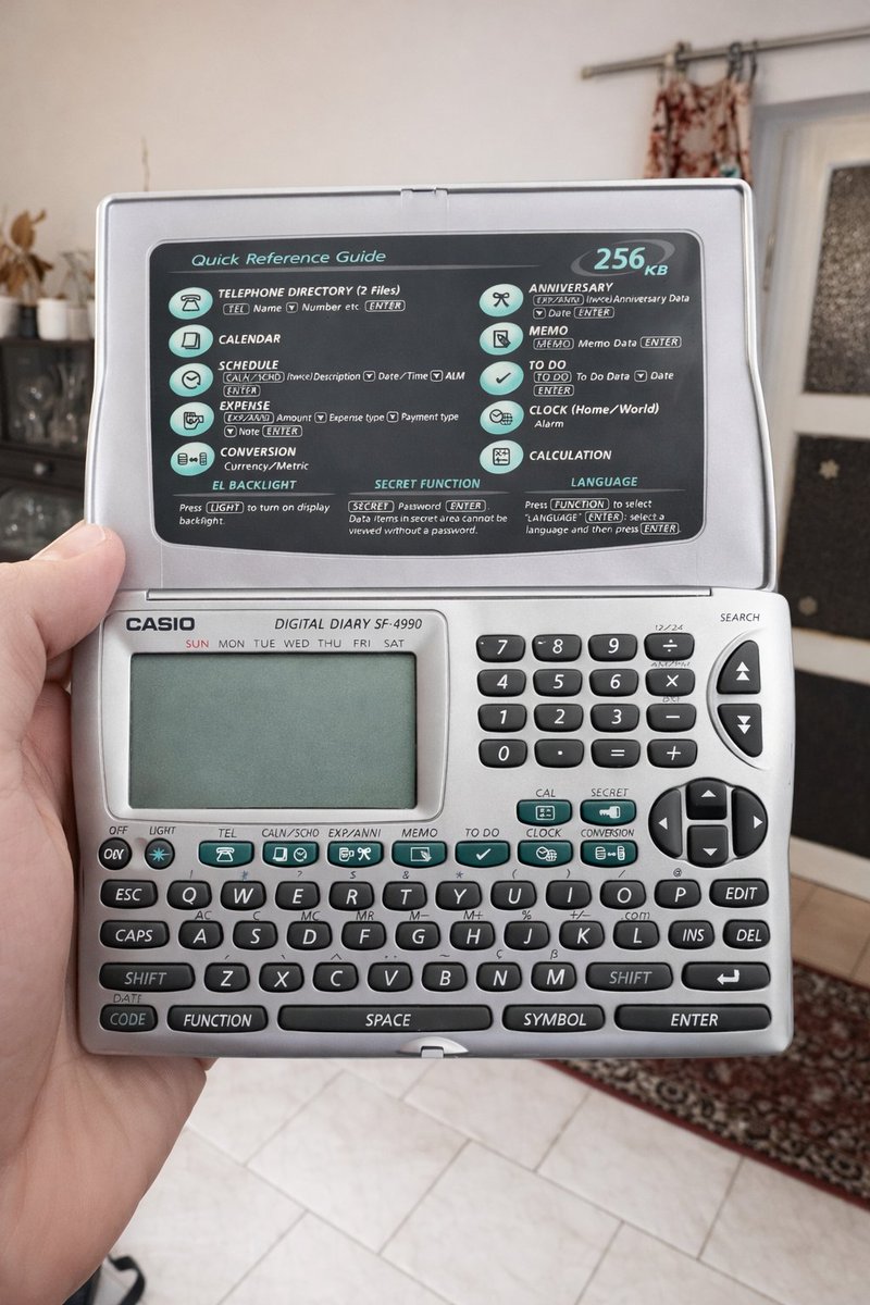 Do you remember when 256 KB meant high-end tech?

In the photo, I’m holding my dad’s old Casio Digital Diary. Phone directory. Calendar. To-do list. Calculator. 

7× more memory than the Apollo 11 computer and tens of millions of times less than smartphones. Unbelievable.