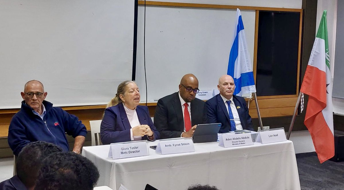 EynatShlein's tweet image. Honored to welcome this morning the participants of the 1st @MASHAVisrael tailor-made course for #Somaliland’s National Water Authority (SNWA) “National Water Resources Planning and Management”, building capabilities &amp;amp; bilateral cooperation #SDG6 💦🌿@IsraelMFA @MATCShefayim