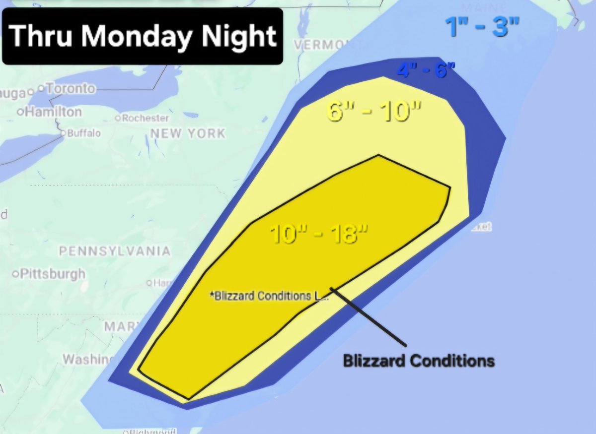 dalesamsWx's tweet image. |Additional Snowfall Thru Monday Night| 

Additional heavy wet snow 10" to 18" is possible along eastern coastal regions along with blizzard conditions ongoing through this evening. @NWSSPC @NWSWPC #NOAA #WinterWx