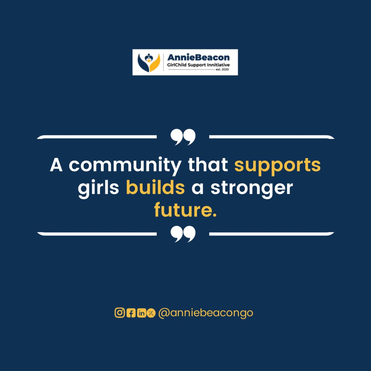 anniebeacongo's tweet photo. Support a girl. Strengthen the future. We’re committed to empowering girls with the support and opportunities they deserve.
Together, we rise.
#AnnieBeacon #GirlChildEmpowerment #StrongerFuture https://t.co/U8107YVUqB