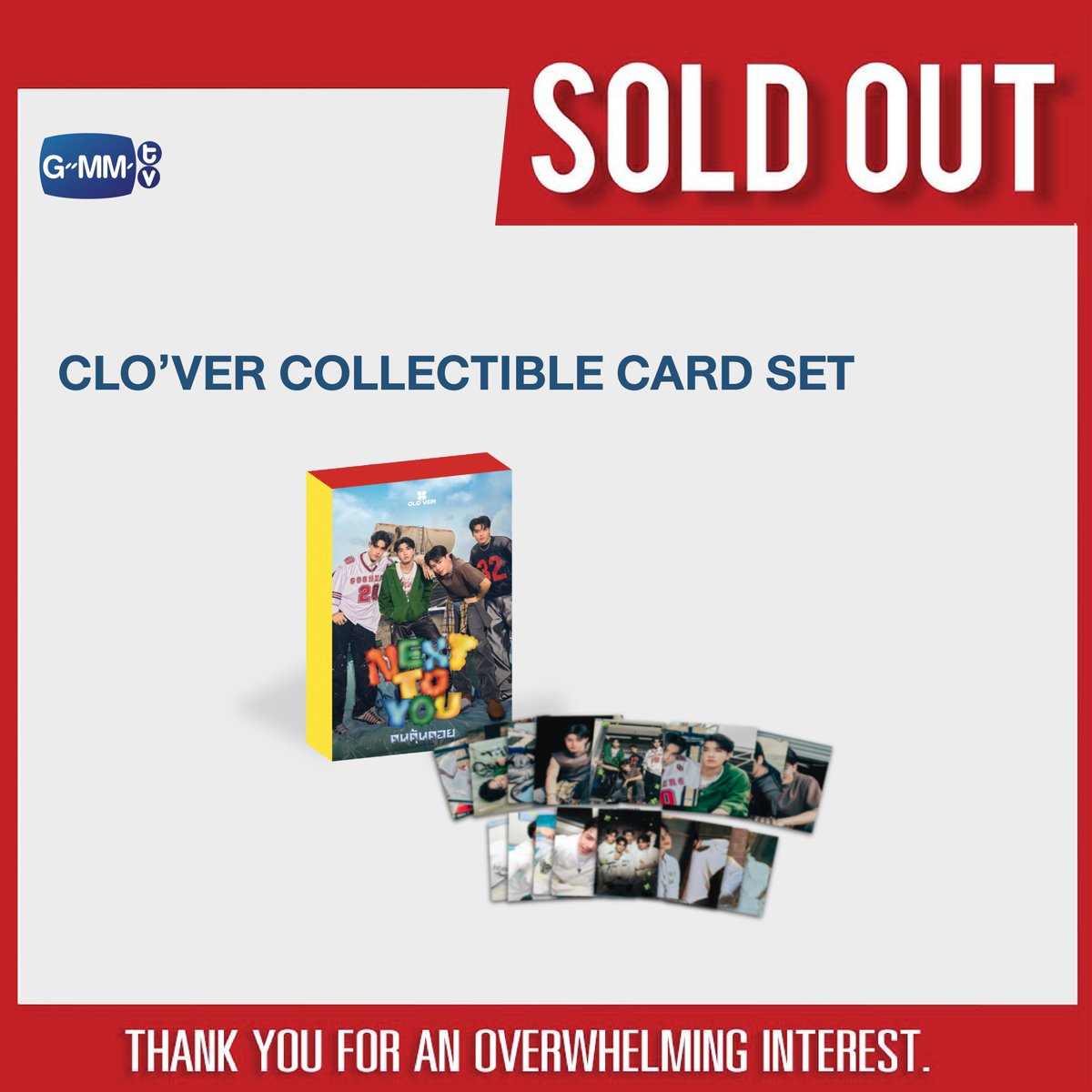 SOLD OUT! 🎉

🙏🏻 Thank you for an overwhelming interest in CLO’VER COLLECTIBLE CARD SET.

#คนคุ้นคอยCLO_VER_MV
#CLO_VER
#RISERMUSIC
#GMMTV