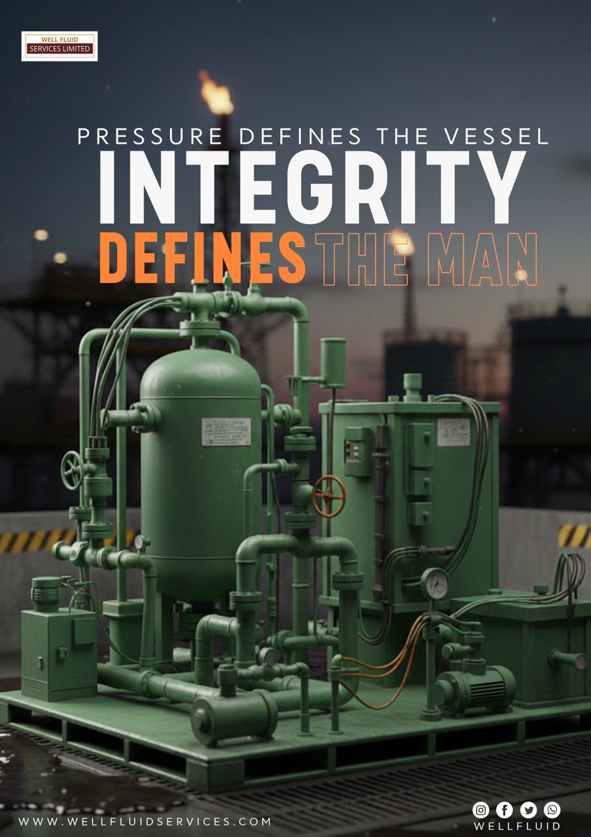 WellFluid's tweet photo. "Strength is more than what you can carry; it’s what you refuse to break under."

Engineering excellence requires a perfect seal; leadership requires an unbreakable word. Let your integrity be the standard that defines every success you achieve. https://t.co/TDJNOPVaKP