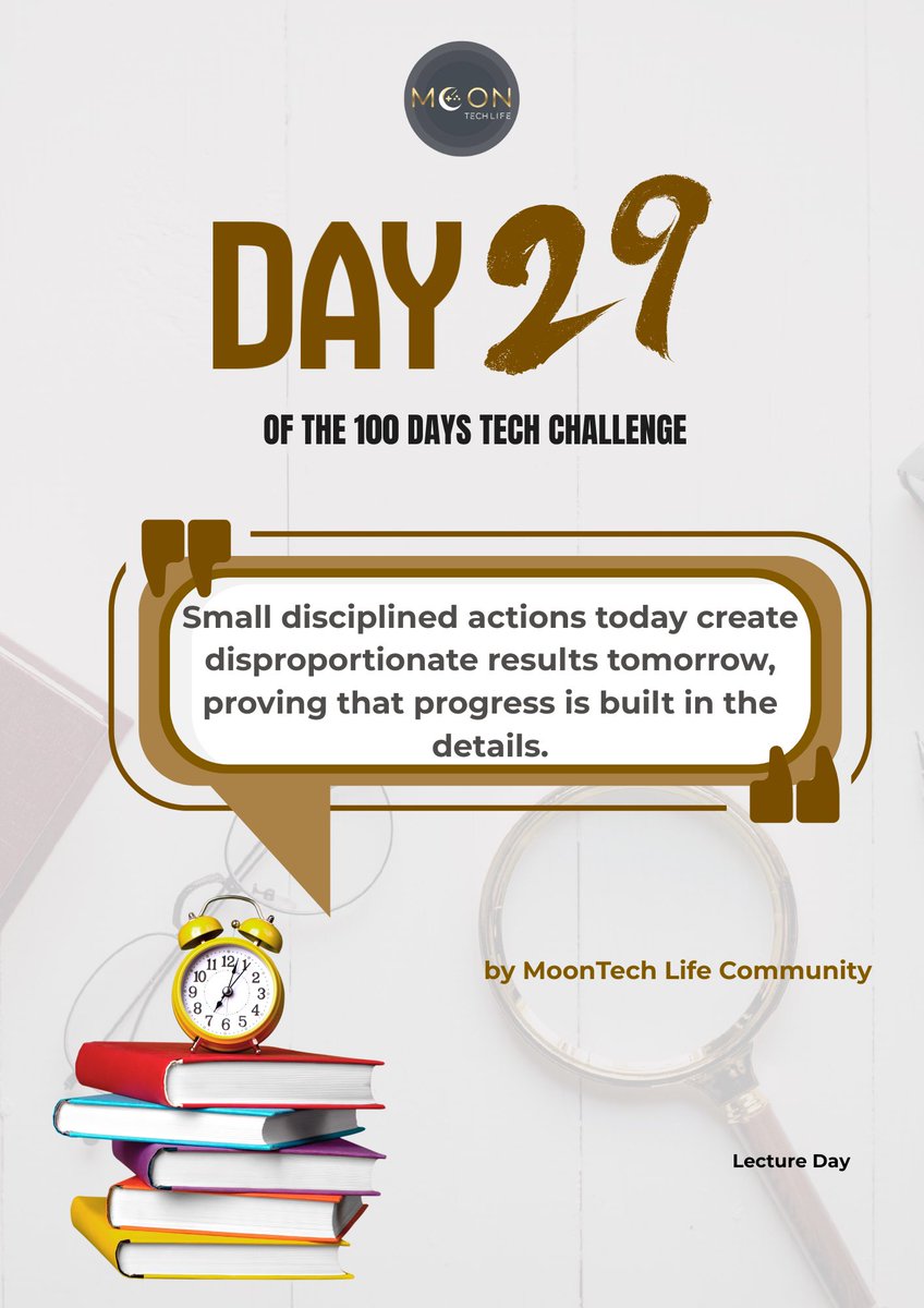 MTL_COMMUNITY's tweet photo. Small disciplined actions compound.

Progress is built in the details.

#100daystechchallenge #Moontechlifecommunity #Mtl_community
#LectureDay #Growth https://t.co/X6oUtxtTGf