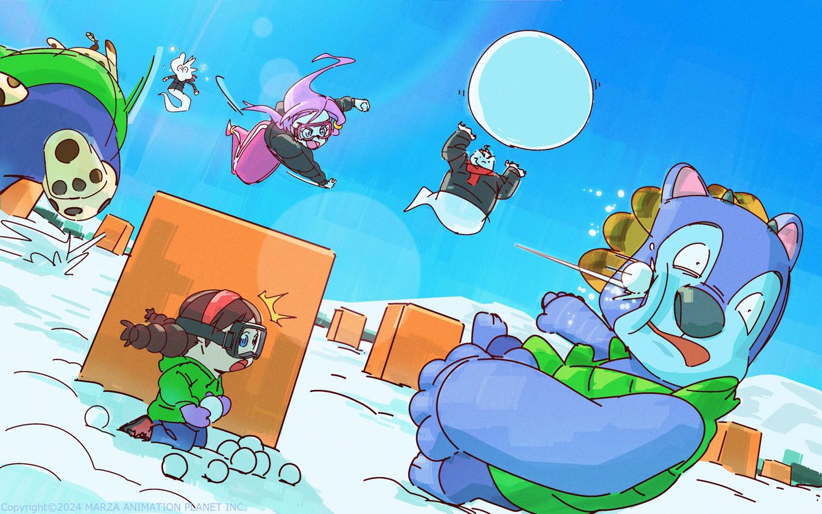 marza_staff's tweet image. 本日は #雪の文化の日⛄
Today is "Snow Culture Day"!

熱いバトルで雪も溶けちゃいそう🧊
A battle fierce enough to melt the snow!

#ウースーラー #イラスト #かわいい #UhSuLah #illustration