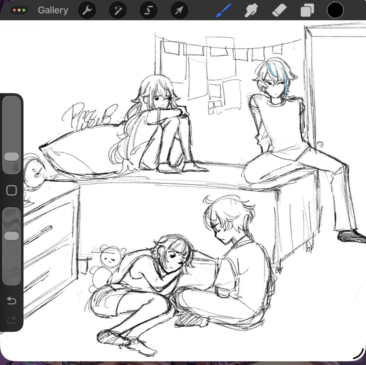 Draw your oshis with your problems but its wxs hiding in one room of their shared apartment to wait out active shooting and narco violence happening in their city 