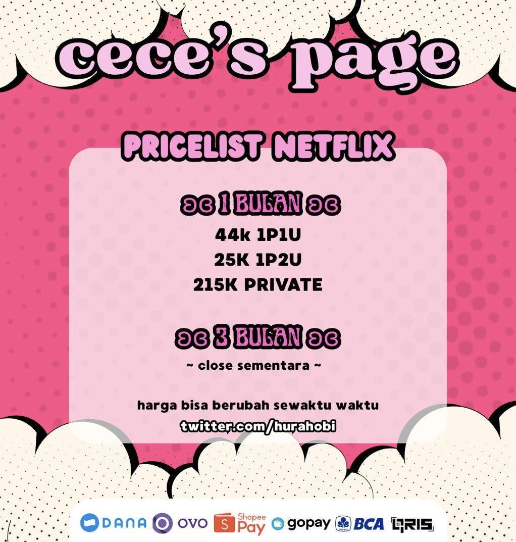hurahobi's tweet photo. @rehearsaal ʚ NETFLIX SHARING ɞ

ㅤ ㅤᦒ dm : @hurahobi 
ㅤ ㅤᦒ wa : https://t.co/liewEl7r5a

t. mau beli jual netflix murah murmer

https://t.co/0k4YJIJl0a