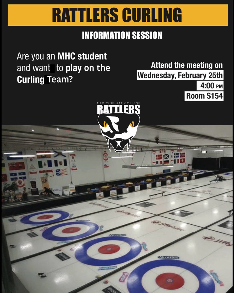 HatCurling's tweet photo. 🚨CURRENT MHC STUDENTS &amp; FUTURE MHC STUDENTS 🚨

MHC is hosting an Information Session on Wednesday, Feb. 25th at 4:00pm in room S154.

This session is for Current MHC Students and anyone who will be enrolling into the MHC next fall who has curling experience.

The goal is to https://t.co/VDHlwl3rx8