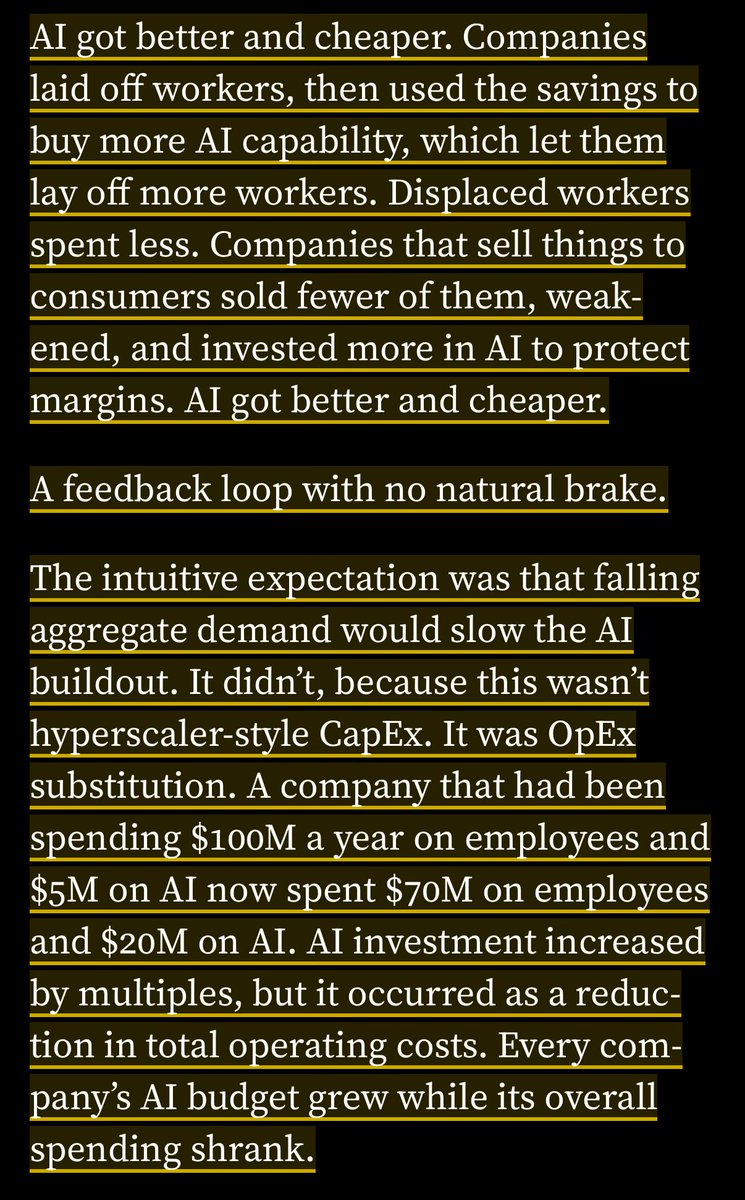 Here’s what the scenario boils down to. 

A doom loop with no diminishing returns.

Driving a shift in spending that puts energy into the flywheel.