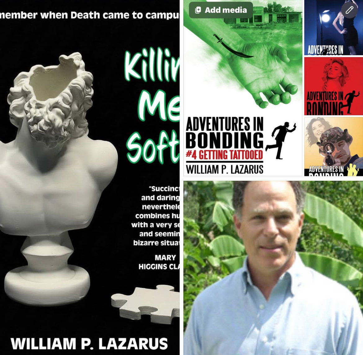 ParenteAudrey's tweet photo. https://t.co/ni4NJPrVYP author William P. Lazarus has a new novel, KILLING ME SOFTLY, recommended by suspense author Mary Higgins Clark. College campus security guard Lt. Alan Sparks deals with students who think they are a dead man named Parsons. Sparks may face the same fate. https://t.co/StY8a3GZ4h