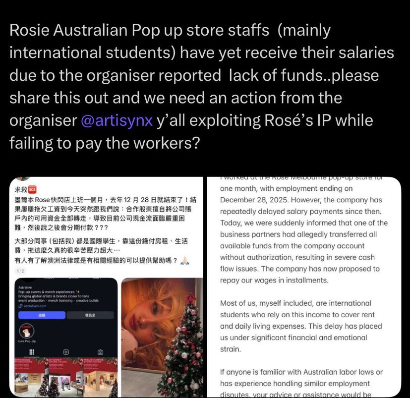 🚨 ROSÉ is exposed for not paying salaries to her staff for her pop-up stores in China