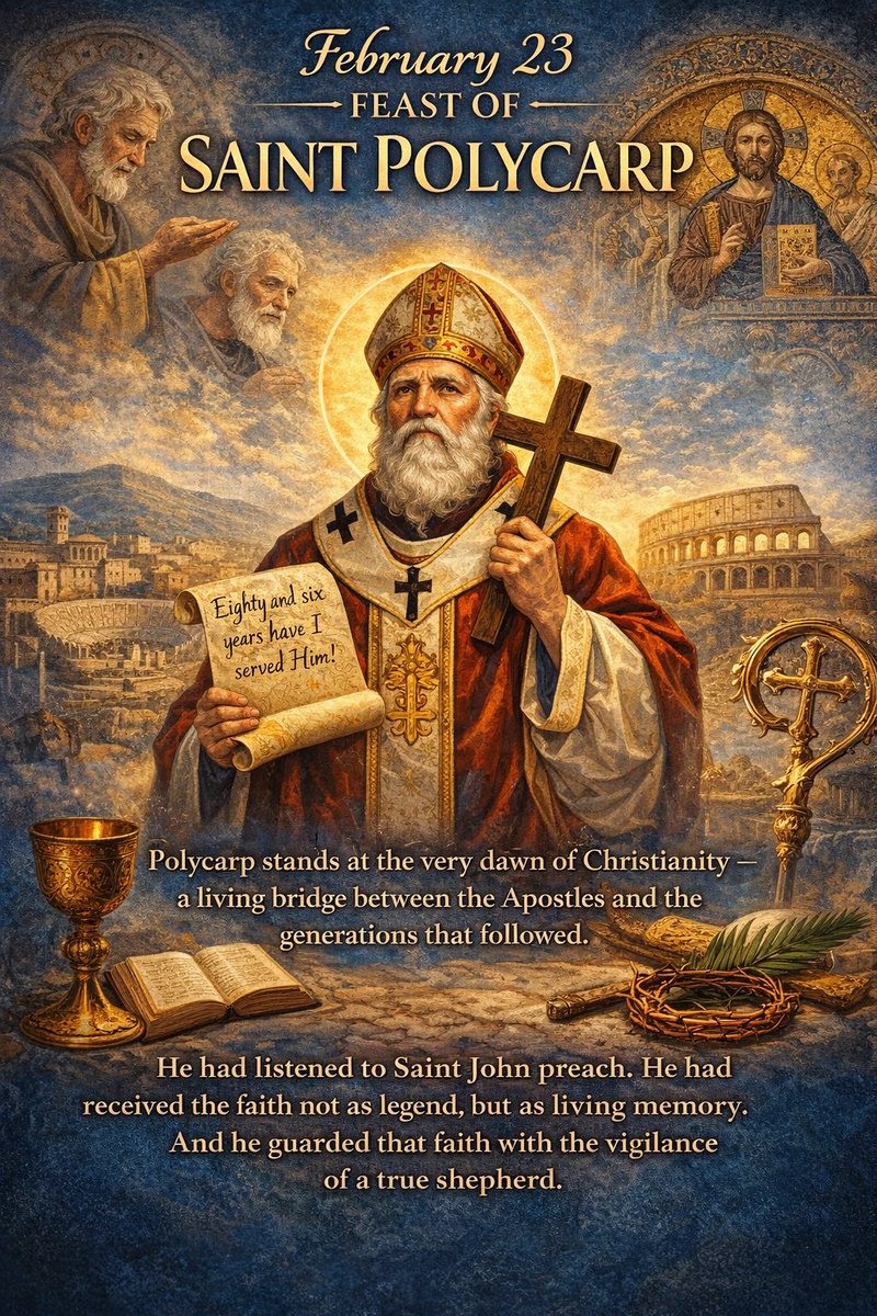 store_catholic's tweet photo. February 23rd is the Feast Day of Saint Polycarp. #CatholicTwitter #Catholic #polycarp https://t.co/3V6u0htNKu