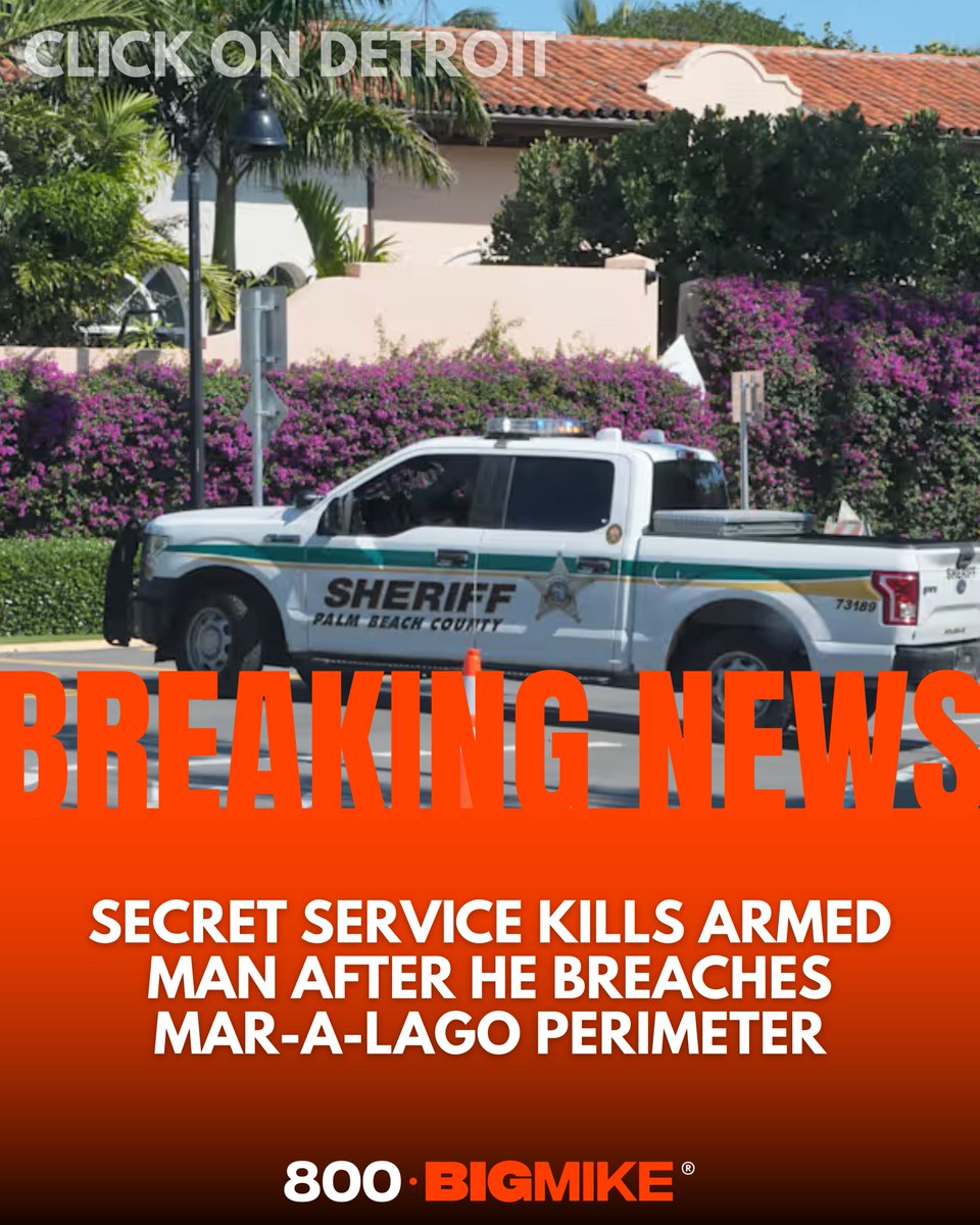 Bigcasemike's tweet photo. U.S. Secret Service agents shot and killed an armed man who entered the secure perimeter of Mar-a-Lago in Florida, authorities say. 

https://t.co/JRv7igiHju | 800-BIGMIKE®
Source: Click On Detroit

#dailynews #clickondetroit #800bigmike #bigcasemike https://t.co/y6ww67bQgp