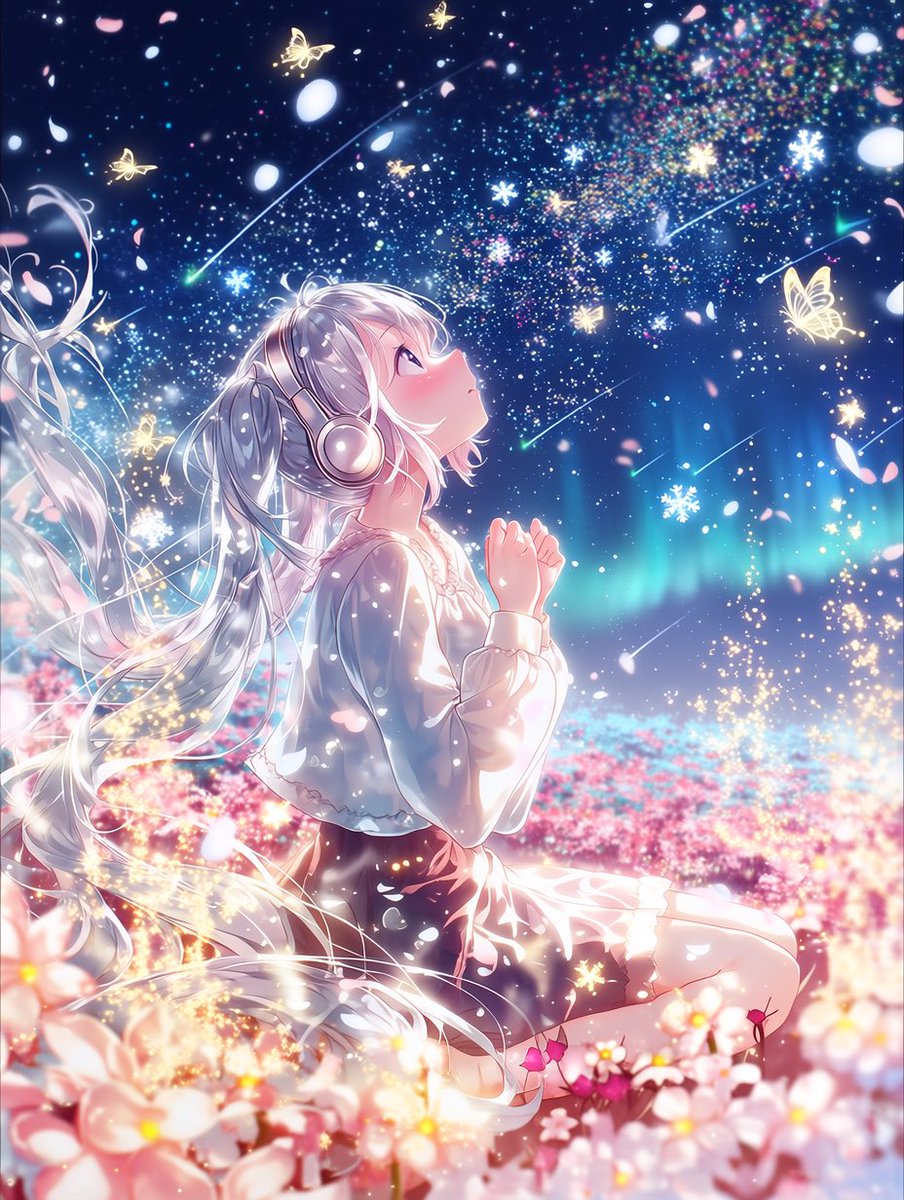 フォロワーの皆様🐰✨ こんにちは🐰☘️ 今回のイラストは星に願い事を