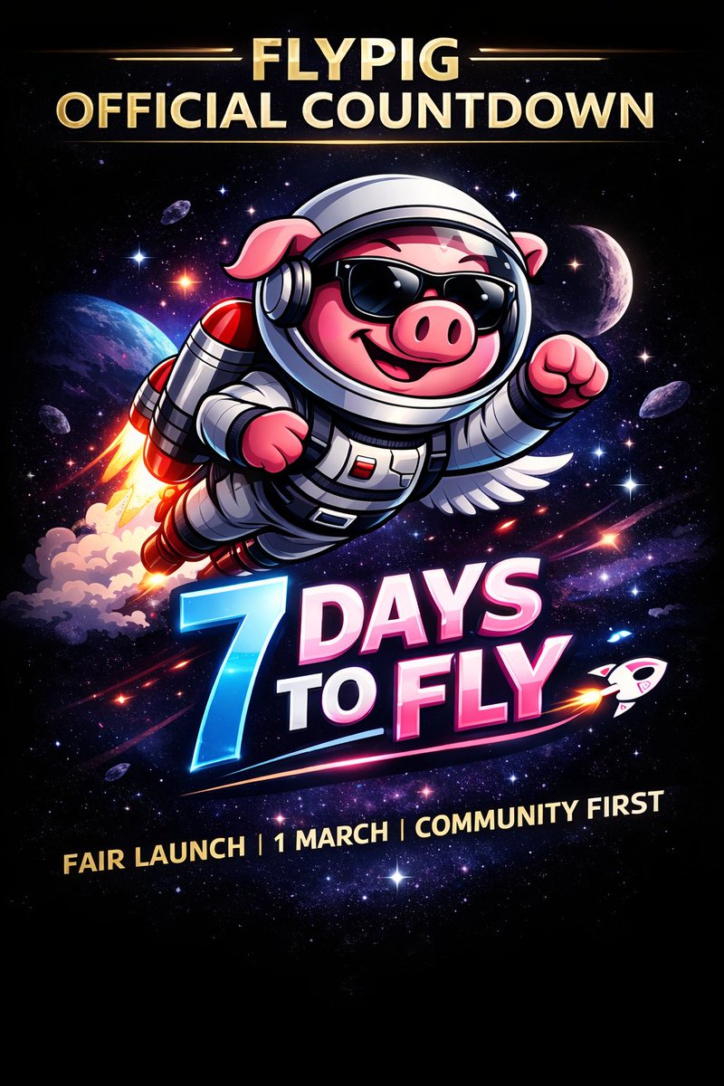 boy_share22's tweet photo. 🔥 OFFICIAL COUNTDOWN STARTED 🔥
🐷 7 DAYS TO FLY 🐷
Fair launch.
No hidden allocation.
Community first.
Stay tuned for daily updates. 🚀
#FlyPig #Solana #MemeCoin https://t.co/JeIkWw2Z2O