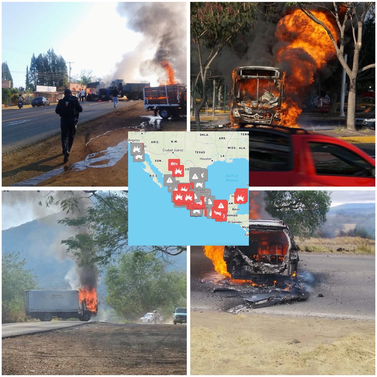 DATOS 🚨

1. Hace cinco días el senado autorizó la entrada de 12 militares norteamericanos, para capacitar al ejército mexicano. 

2. El “Mencho” fue detenido con vida; casualmente “murió” en su traslado a la CDMX. 

3. La reacción violenta del CJNG en todo México, deja en