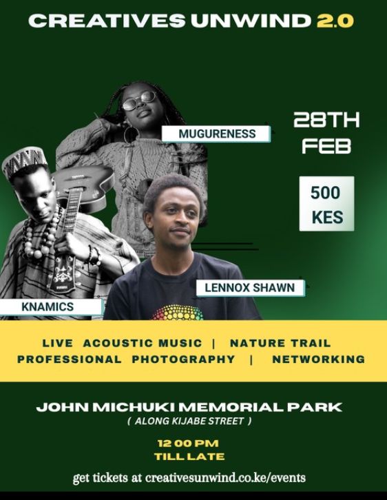 SherehePlug's tweet photo. Creatives Unwind 
John Michuki Memorial Park 
Sat 28th Feb 2026
12:00pm - 7:00pm
Tickets - 500/= https://t.co/1EHNPoBgmS