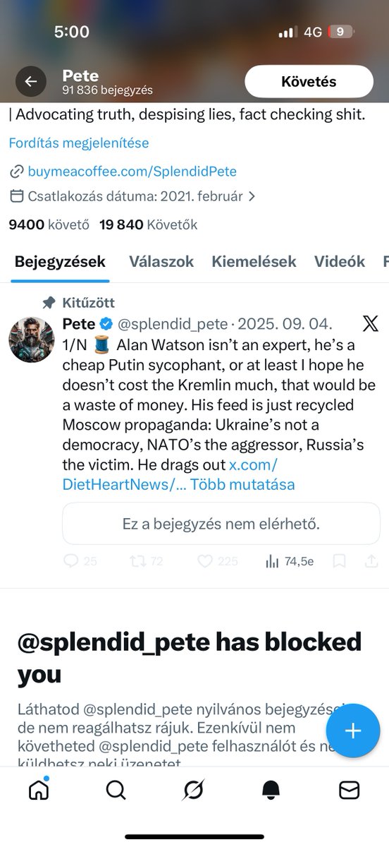 Pete, the Hungarian guy(?!) doesn’t like who other’s opinion, he is like a chump, but this is don’t stop him! He doesn’t like facts with more than 19K followers!
Don’t be like Pete, Pete is a cunt!😀😀😀